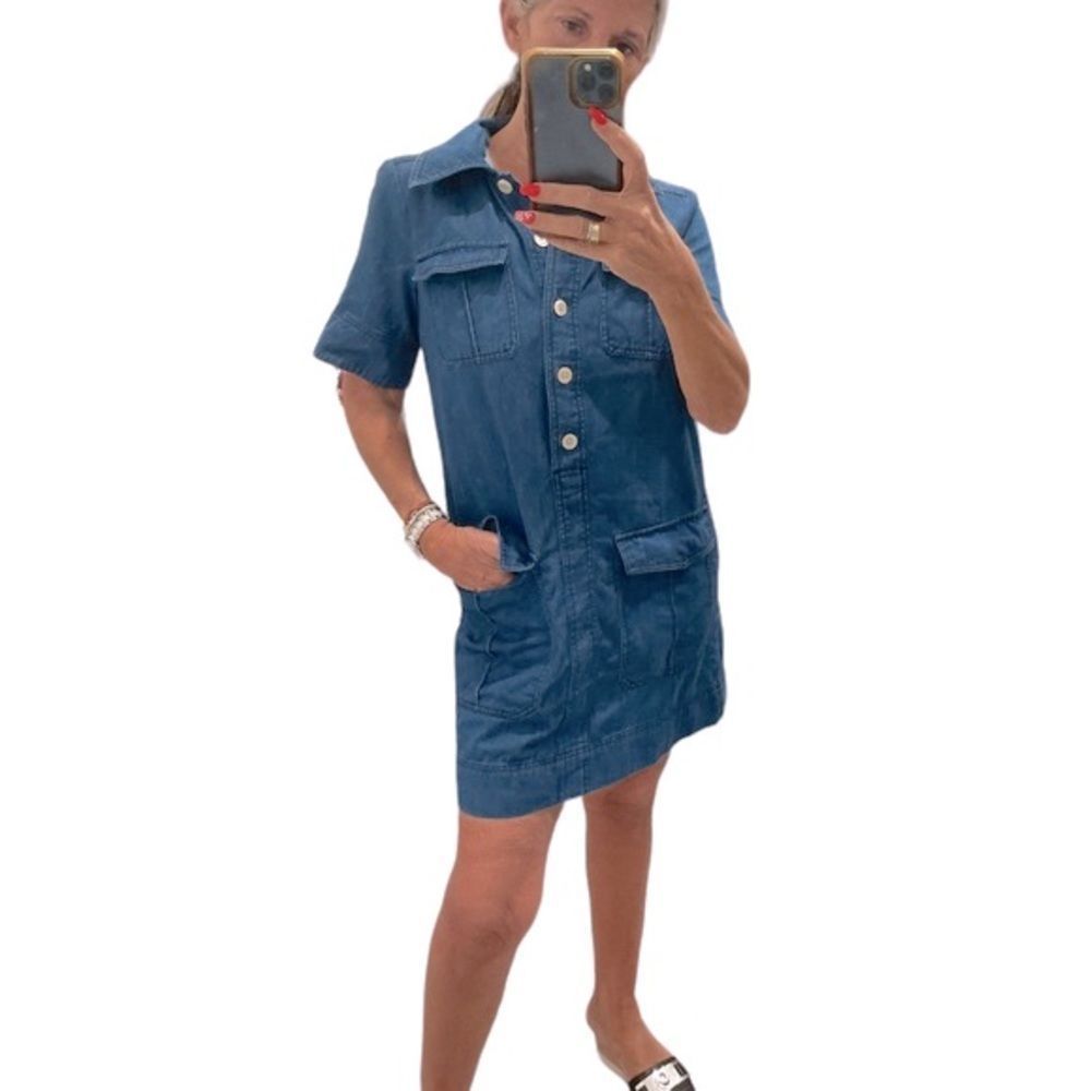 Kate Spade Cotton Buttons Front Pockets Mini Dress.Size 4
